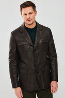 Kane Men's Black Blazer Safari Leather Jacket | Derimod