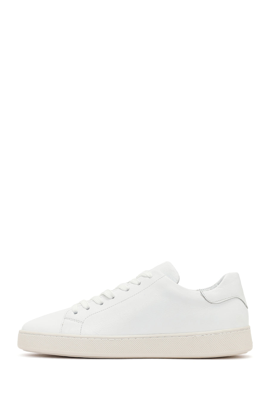 Men's White Lace-up Leather Sneaker