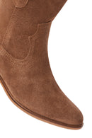 Women's Tan Suede Leather Cowboy Boots | Derimod