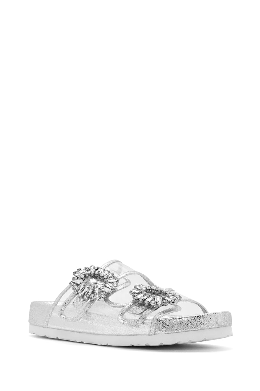 Women's Transparent Double Buckle Stone Slippers