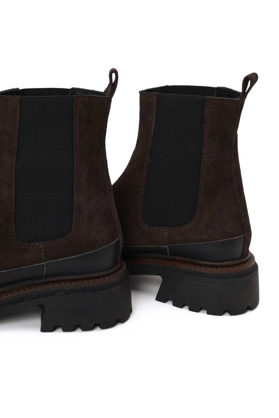 Woman Anthracite Thick-Soled Suede Chelsea Boots