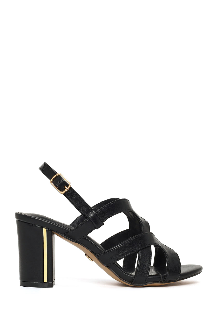 Woman Black Ankle Buckle Chunky Heeled Sandals 26SFE466118 | Derimod
