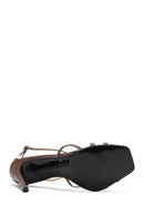Women's Bronze Ankle Strap Patterned High Thin Heel Leather Shoes | Derimod