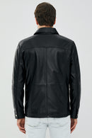 Eric Men's Black Shirt Style Leather Jacket | Derimod