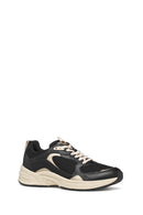 Geox Kadın Siyah D Zarvıa A - Mesh+Pearl.Gbk Bağcıklı Kalın Tabanlı Deri Sneaker | Derimod