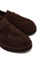 Kadın Koyu Vizon Süet Deri Maskülen Loafer | Derimod