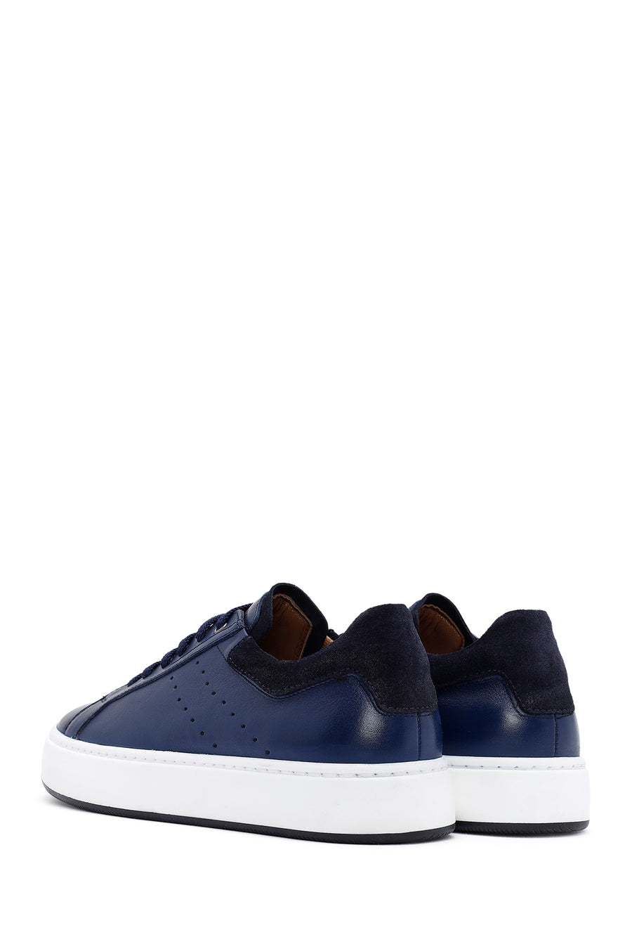 Men's Navy Blue Lace-Up Leather Sneaker