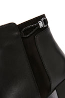 Women's Black Zipper Heeled Leather Boots | Derimod