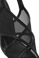 Kadın Siyah Bilekten Tokalı Kalın Topuklu Kumaş Sandalet | Derimod