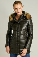 Blanch Long Women's Leather Jacket | Derimod