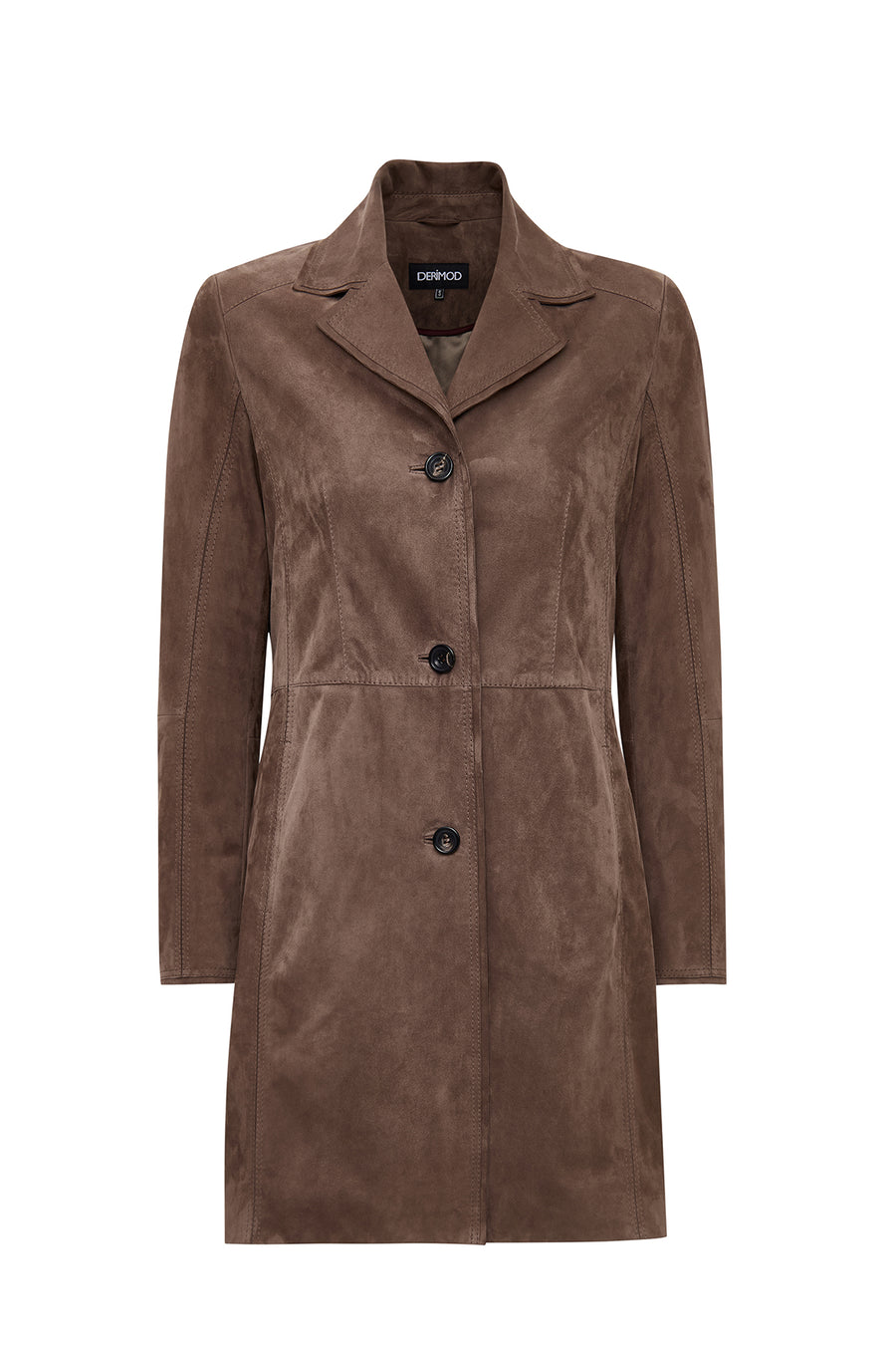 Tara Women's Taupe Suede Leather Coat 25WGD533310 | Derimod