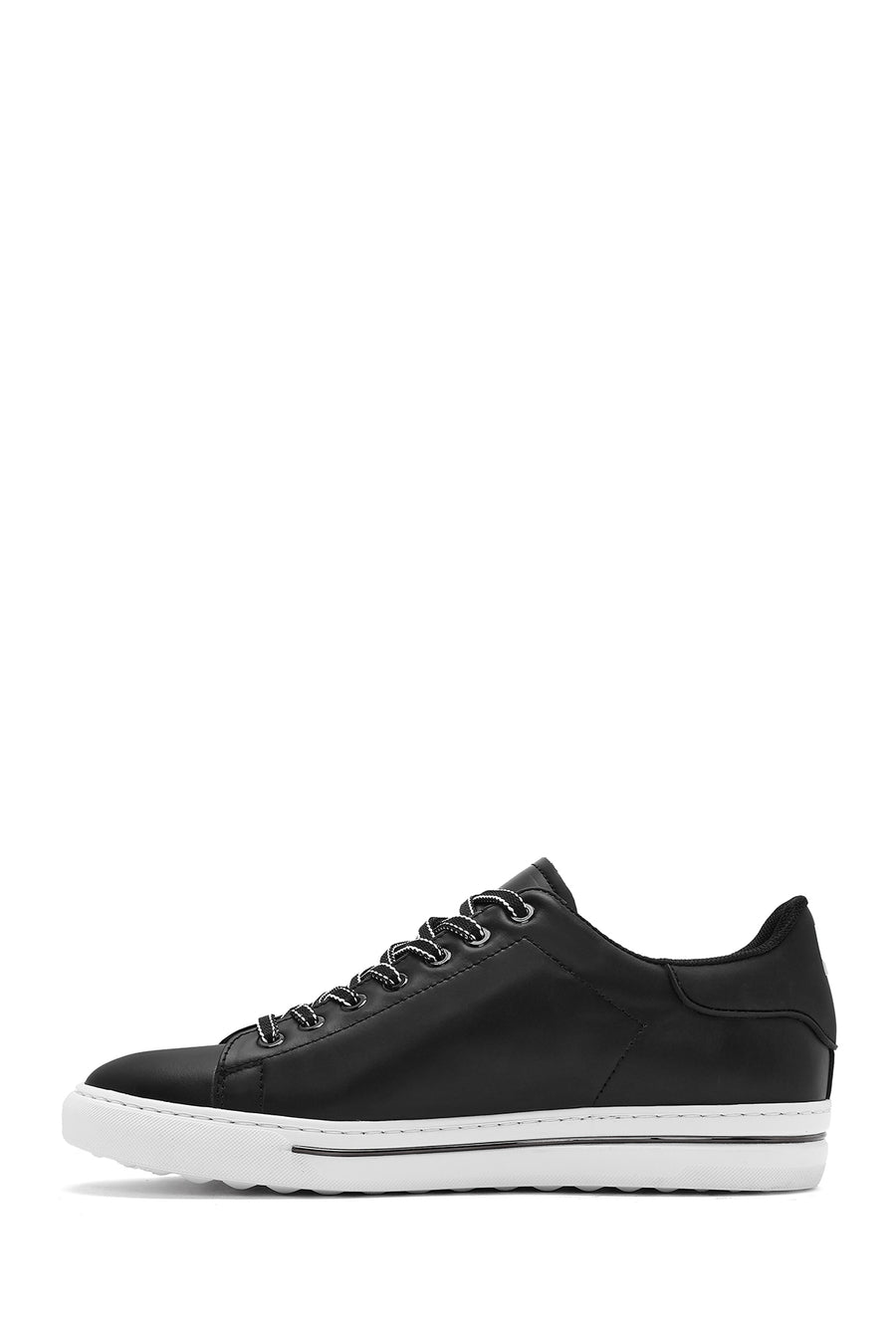 Men's Black Lace-up Leather Sneaker