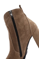 Women's Brown Suede Leather Heeled Boots | Derimod