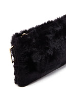 Women's Black Long Strap Plush Clutch Bag | Derimod