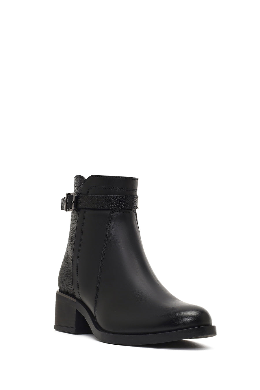 Woman Black Zip Closure Leather Boots