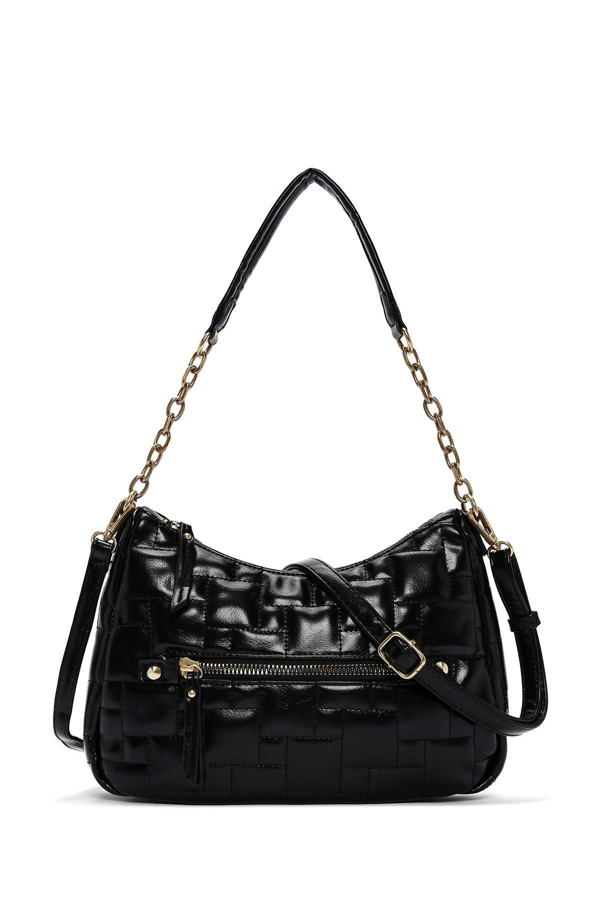 Women's Black Long Strap Patent Leather Crossbody Bag 23WBD249616 | Derimod