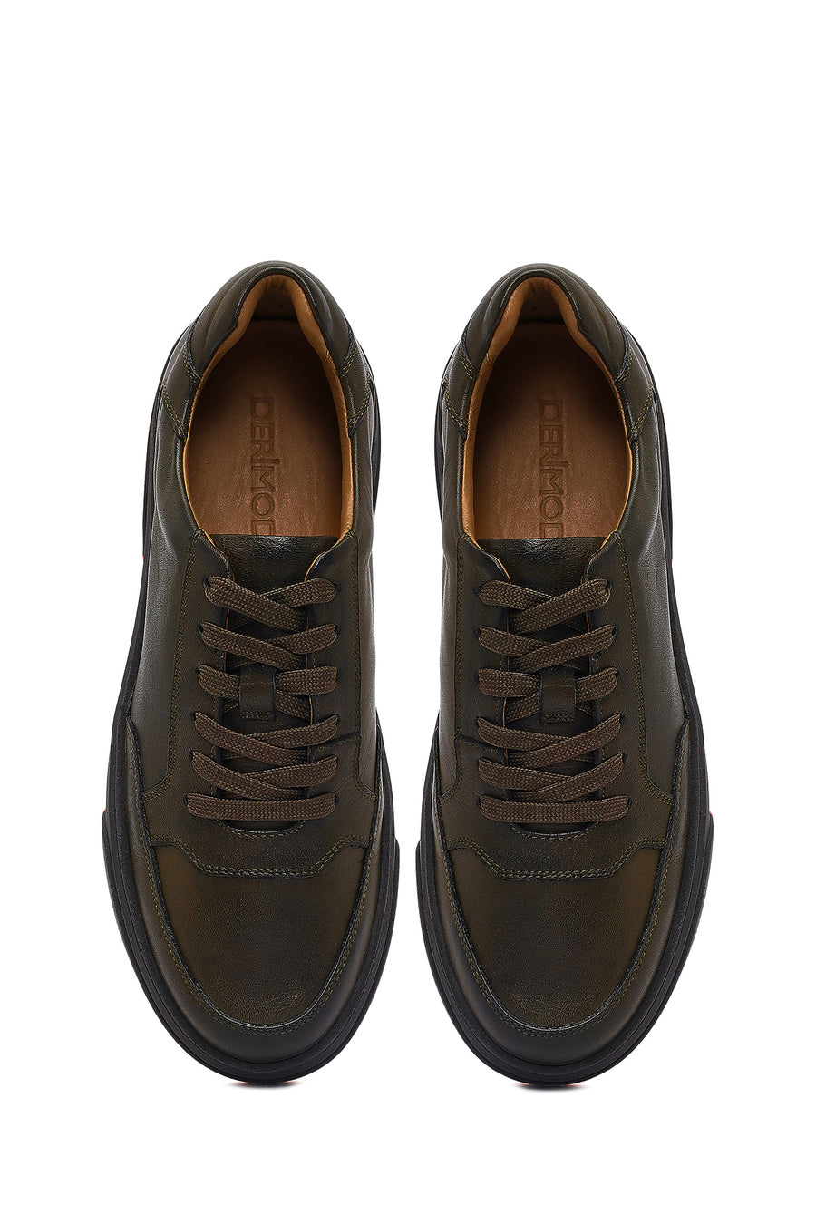 Male Khaki Lace-up Leather Sneaker