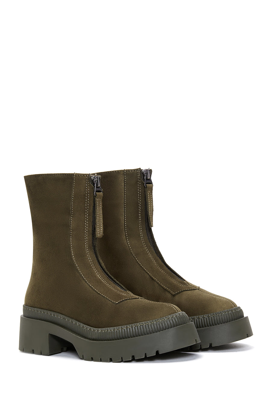 Women's Khaki Zipper Boots