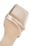 Women's Gold Metallic Ankle Strap Thin Heel Sandals | Derimod