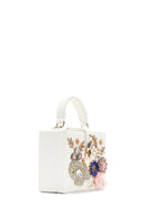Women's White Long Chain Strap Stone Cross Bag | Derimod