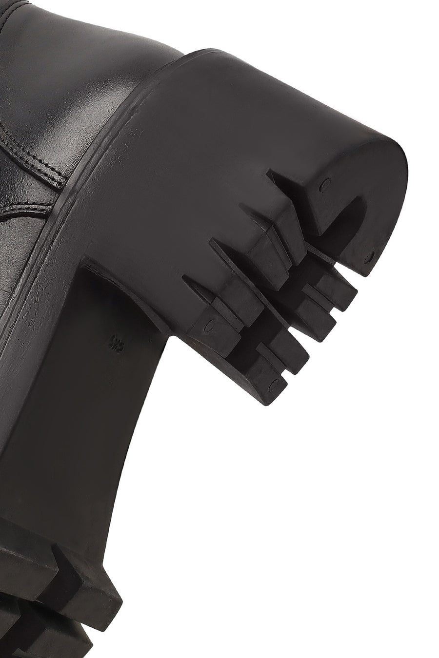 Women's Black Zippered Thick Heeled Leather Ankle Boots