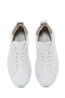 Women's White Lace-Up Leather Sneaker | Derimod