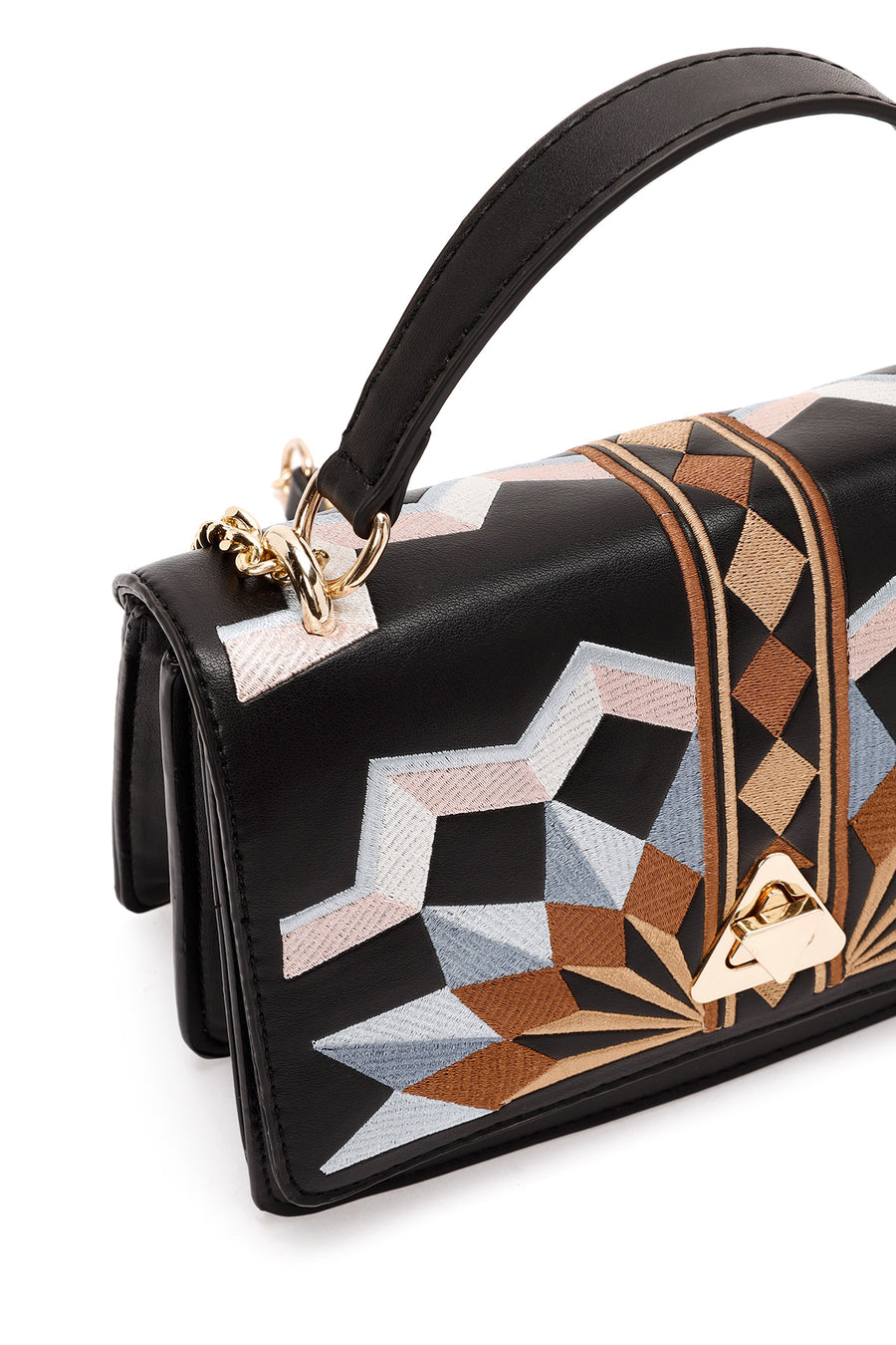 Woman Black Long-Strap Printed Shoulder Bag