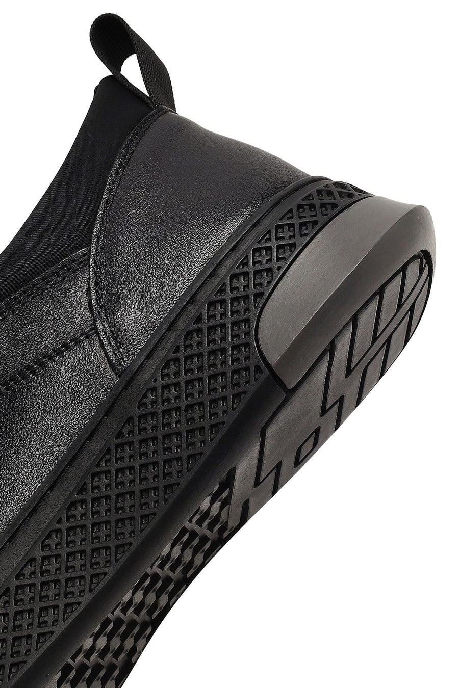 Men's Black Lace-Up Thick-Soled Leather Sneaker