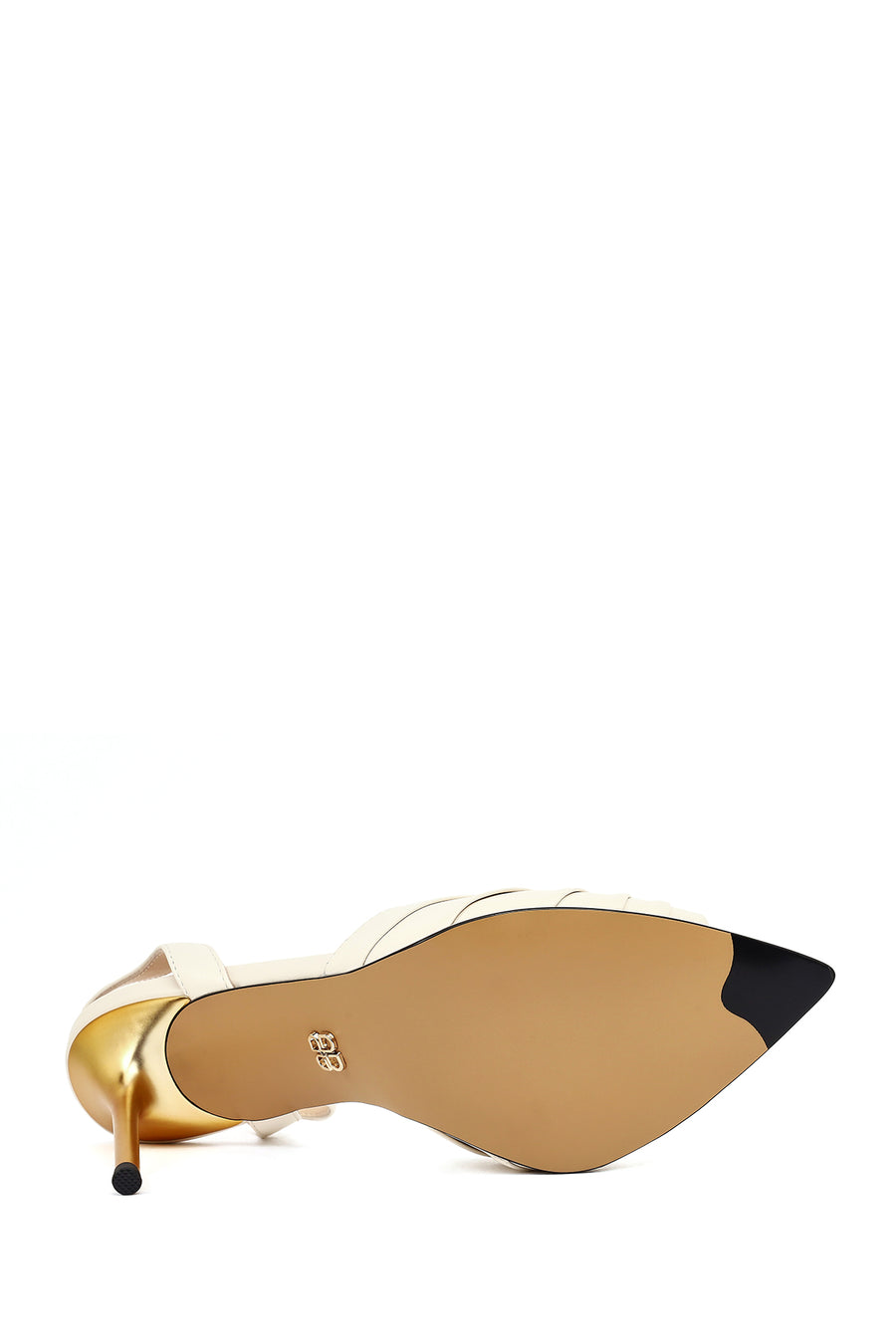 Women's White Ankle Buckle Thin Heel Leather Sandals