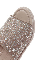 Women's Beige Stone Leather Slippers | Derimod