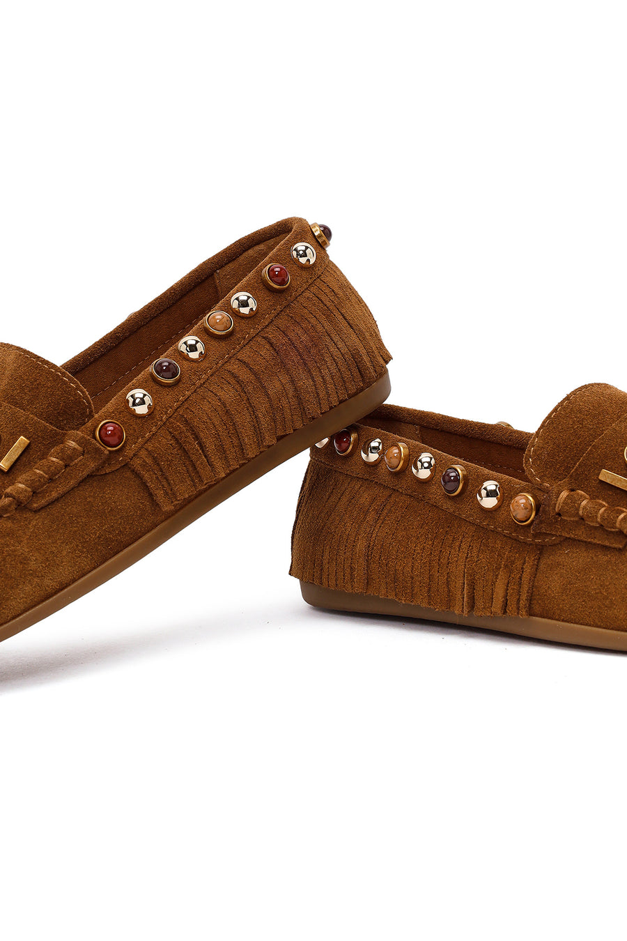 Women's Tan Tassel Suede Leather Loafer