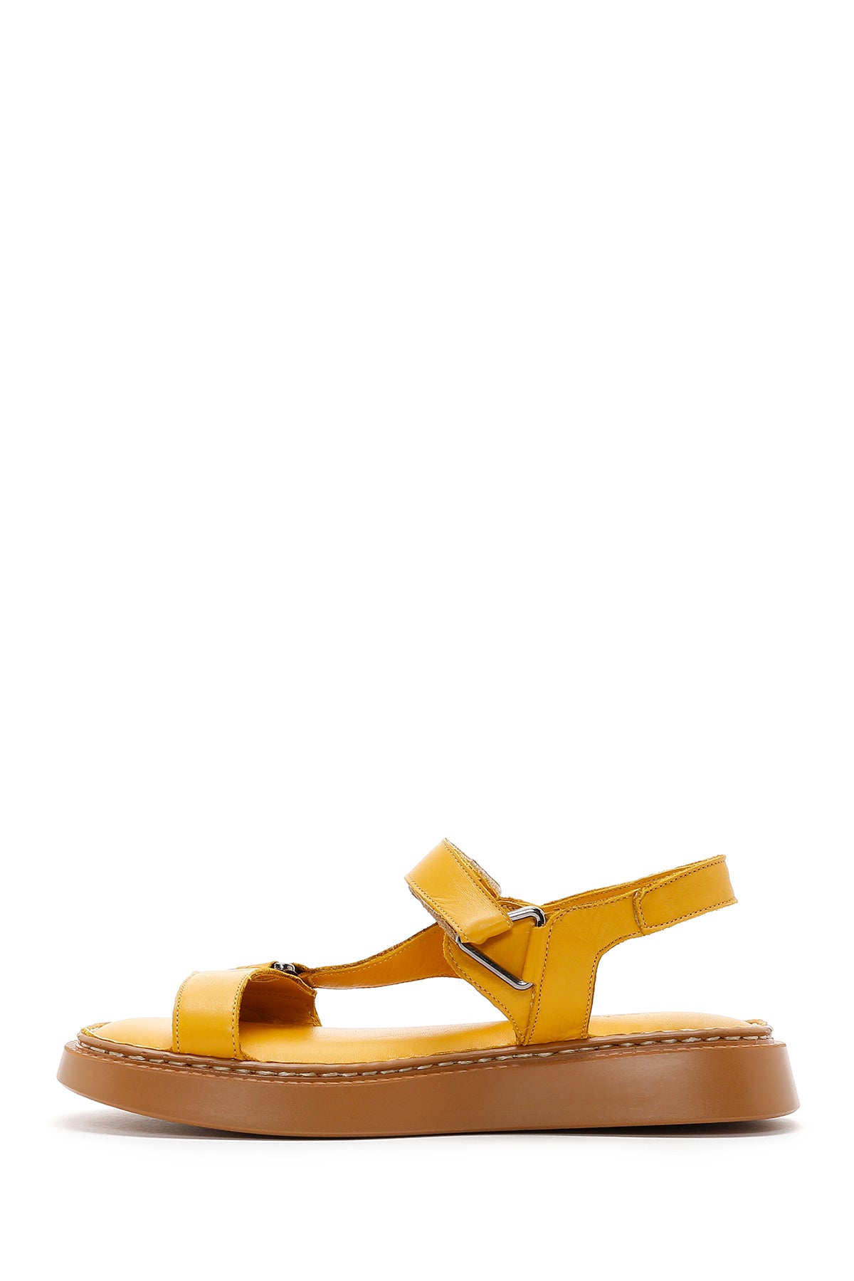 Kadın Sarı Deri Comfort Sandalet