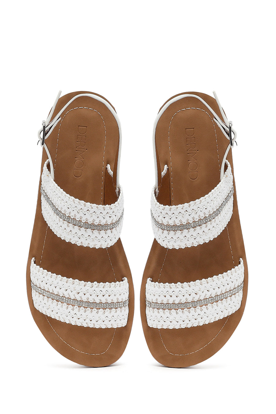 Women's White Thick-Soled Braided Sandals