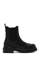 Woman Black Thick-Soled Leather Chelsea Boots | Derimod