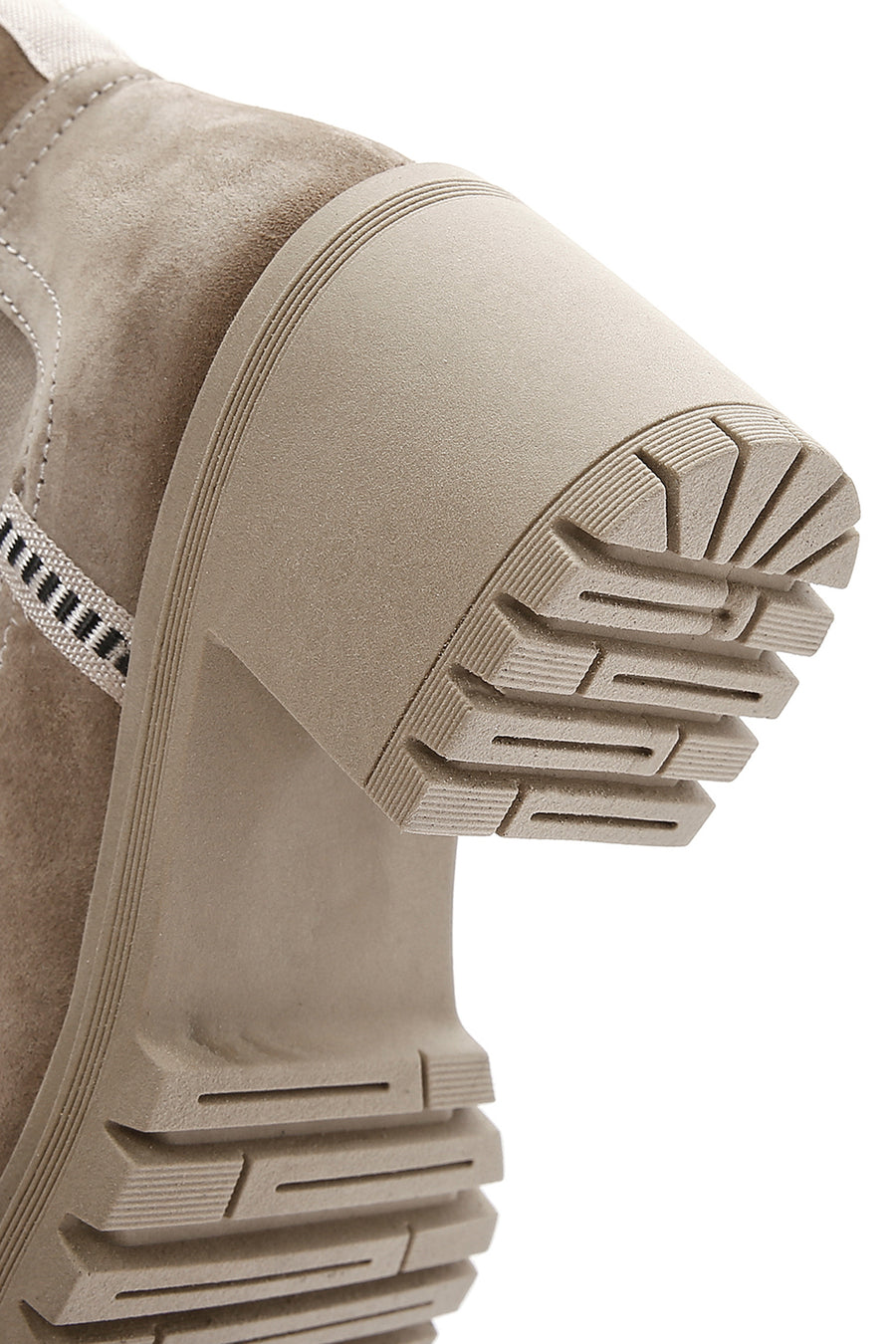 Women's Beige Suede Leather Heeled Chelsea Boots