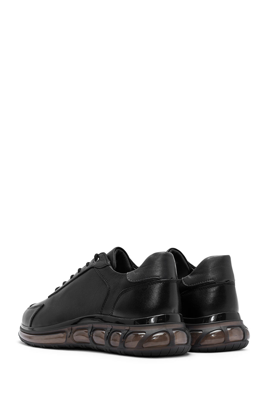 Men's Black Lace-up Leather Sneaker