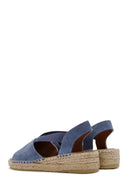 Women's Navy Blue Leather Sandals | Derimod