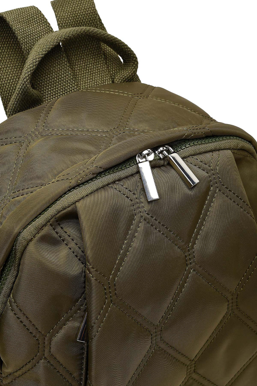 Women's Khaki Quilted Backpack with Accessories