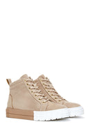 Women's Beige Suede High Top Sneaker | Derimod