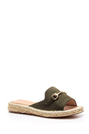 Women's Suede Buckle Espadrille Slippers | Derimod