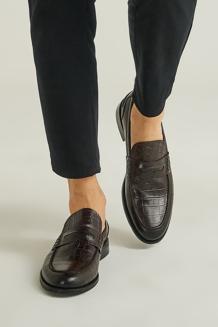 Crocodile Patterned Men's Leather Shoes