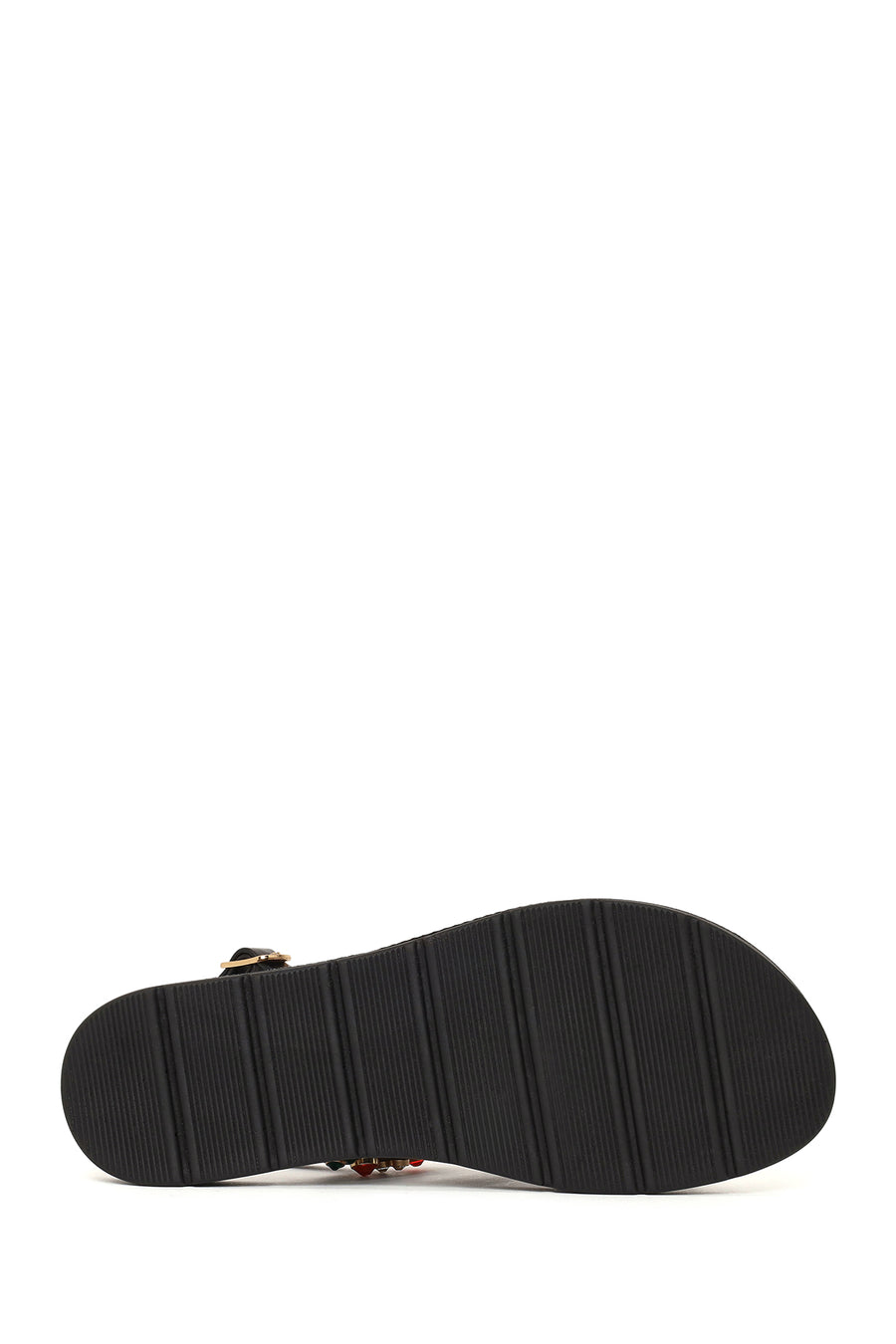 Woman Black Back-Buckled Rhinestone Sandals