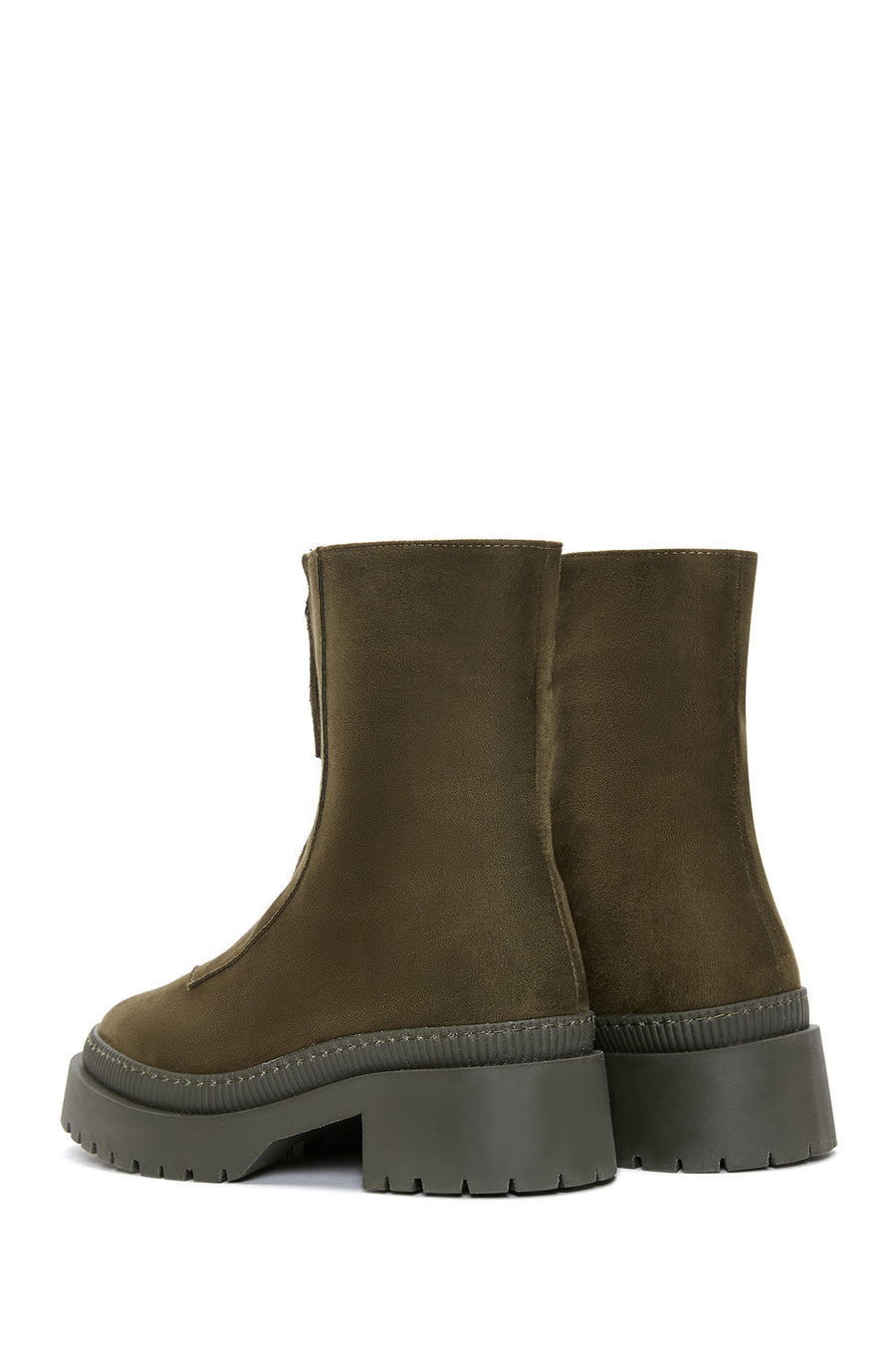 Women's Khaki Zipper Boots