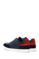 Men's Navy Blue Leather Sneaker | Derimod