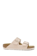 Birkenstock Women's Beige Arizona Bf Double Buckle Slippers | Derimod