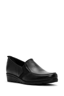 Women's Black Thick Soled Leather Comfort Shoes | Derimod