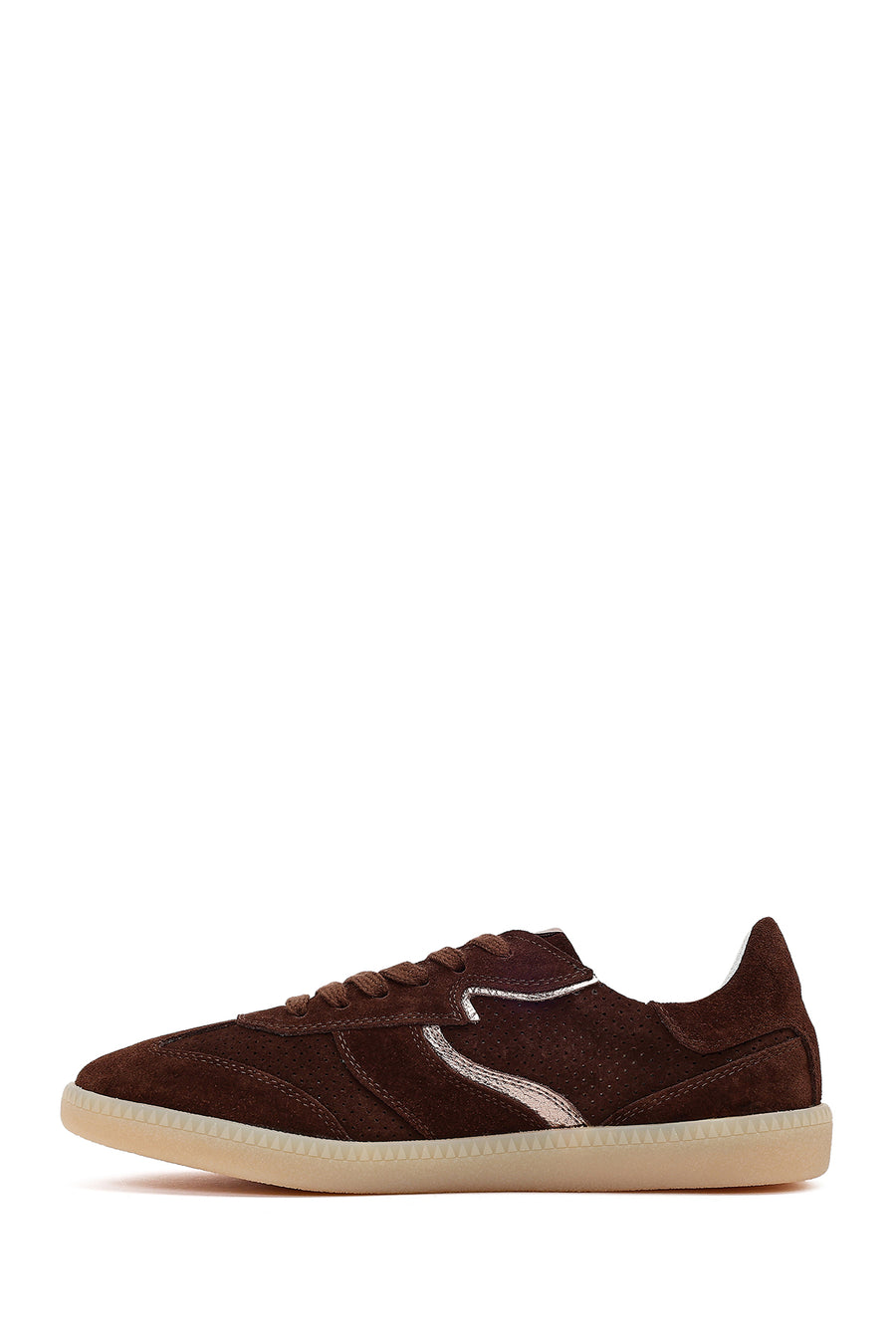 Women's Brown Lace-up Suede Leather Sneaker