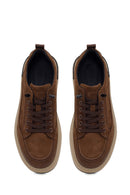 Male Brown Lace-up Thick-soled Nubuck Leather Sneaker | Derimod