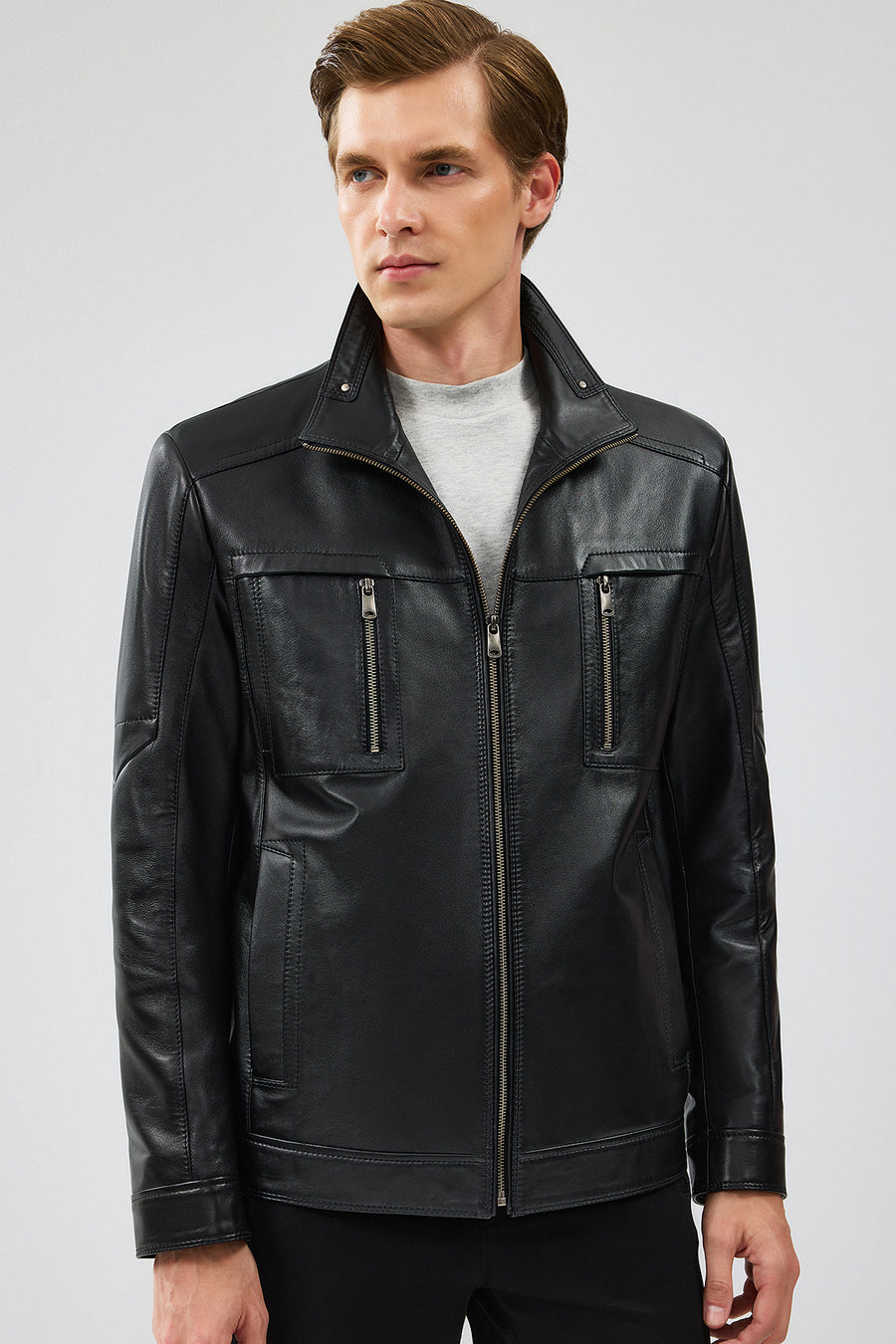 Hugo Men's Black Regular Leather Jacket