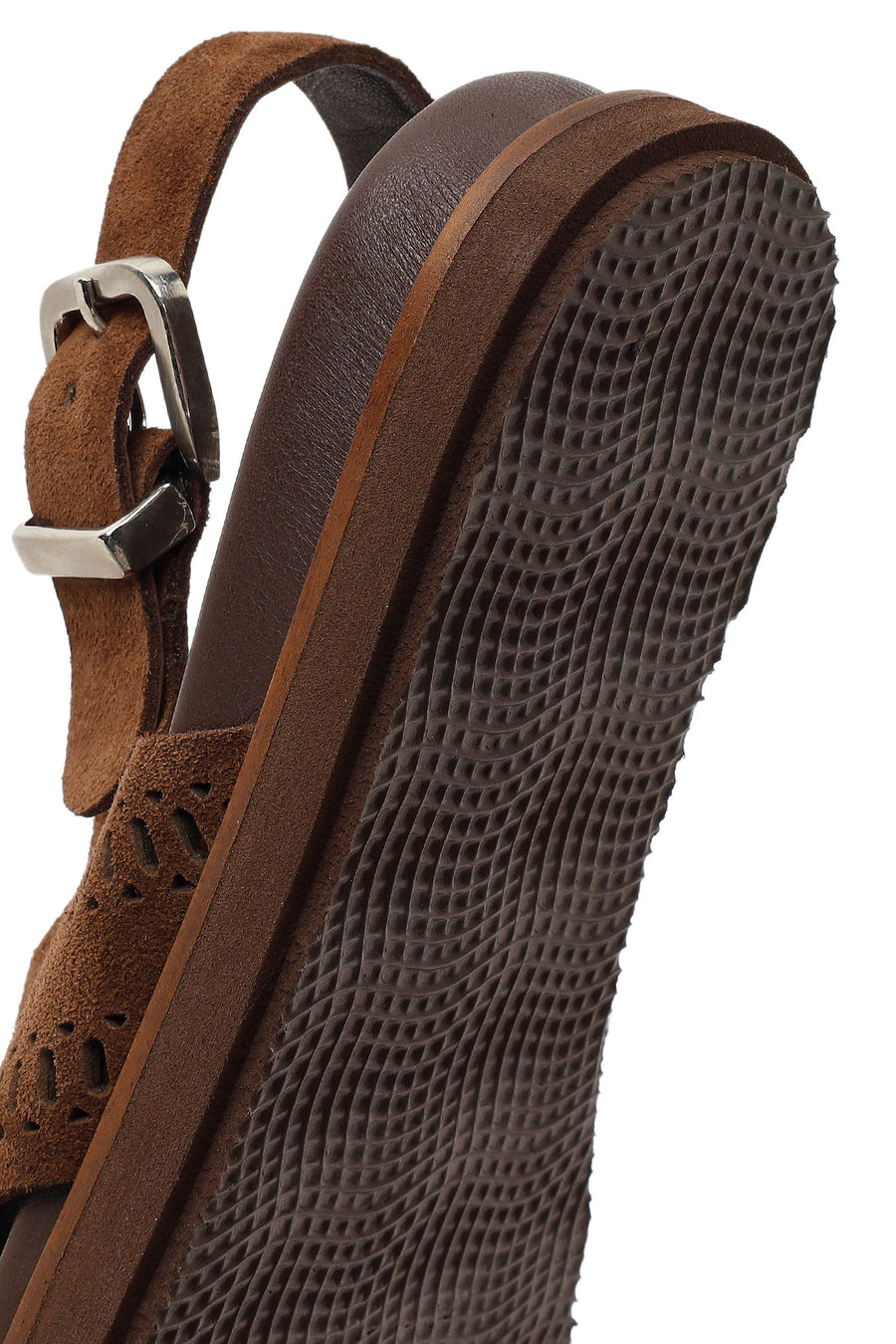 Woman Brown Patterned Suede Leather Sandals